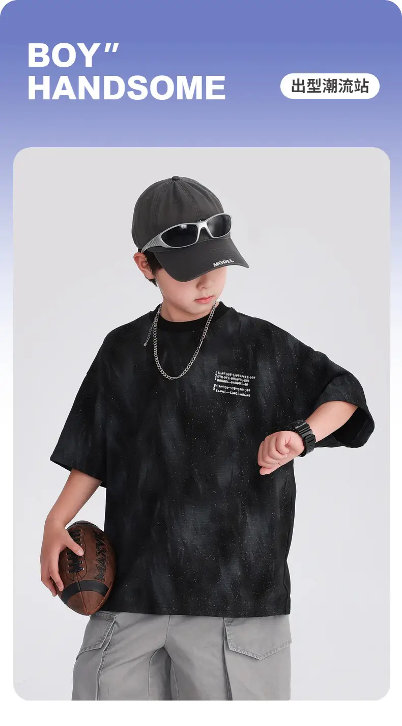 Boys Black T-Shirt 2025 Summer Breathable Fit β feature 1