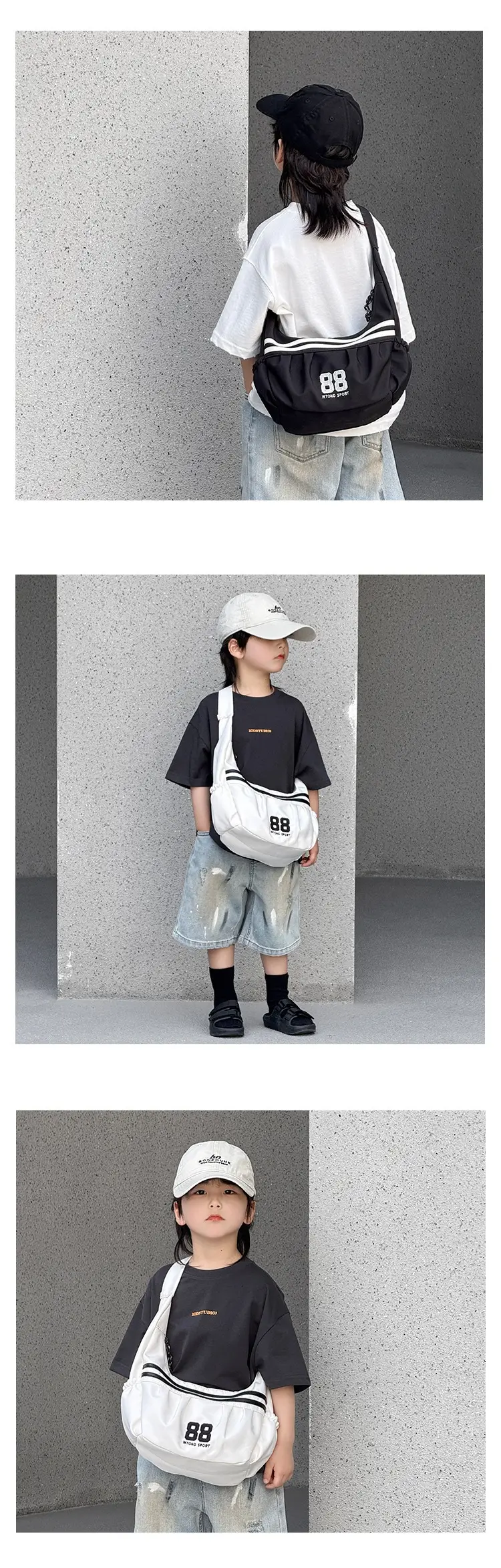 New Kids Crossbody Bag Black White Large Capacity — feature 6