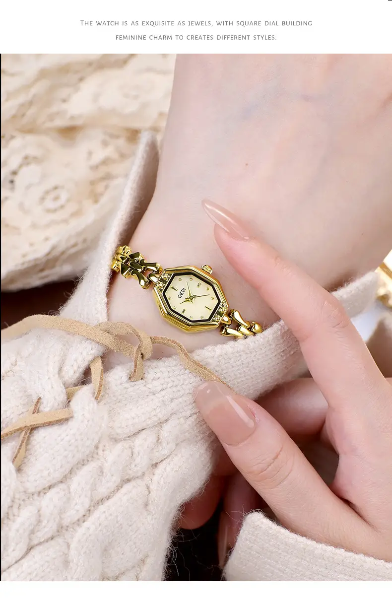 Goldie Octagonal Women's Quartz Watch with Chain Strap — feature 9