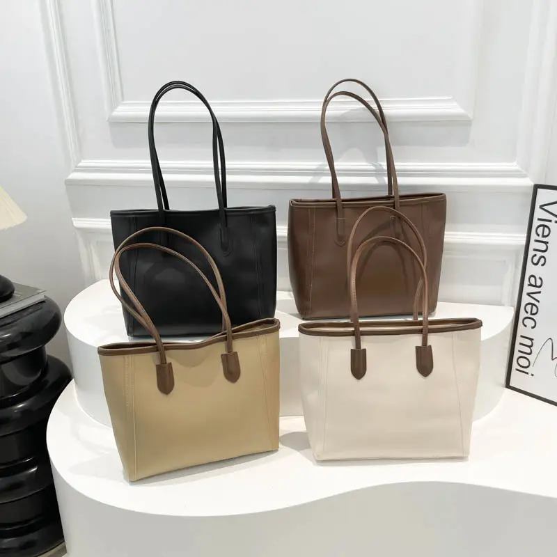 Women's Cross-Border Leather Tote Bag Large Capacity Beige - Image 8