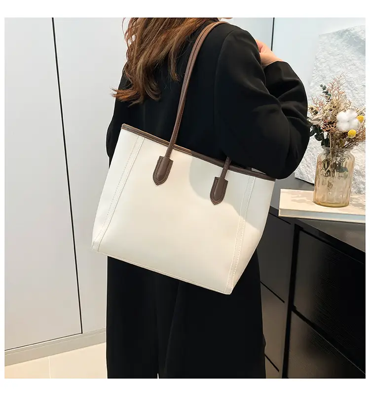 Women's Cross-Border Leather Tote Bag Large Capacity Beige — feature 23