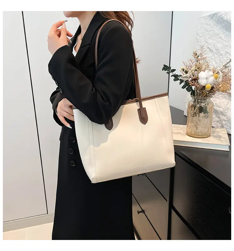 Women's Cross-Border Leather Tote Bag Large Capacity Beige — feature 24