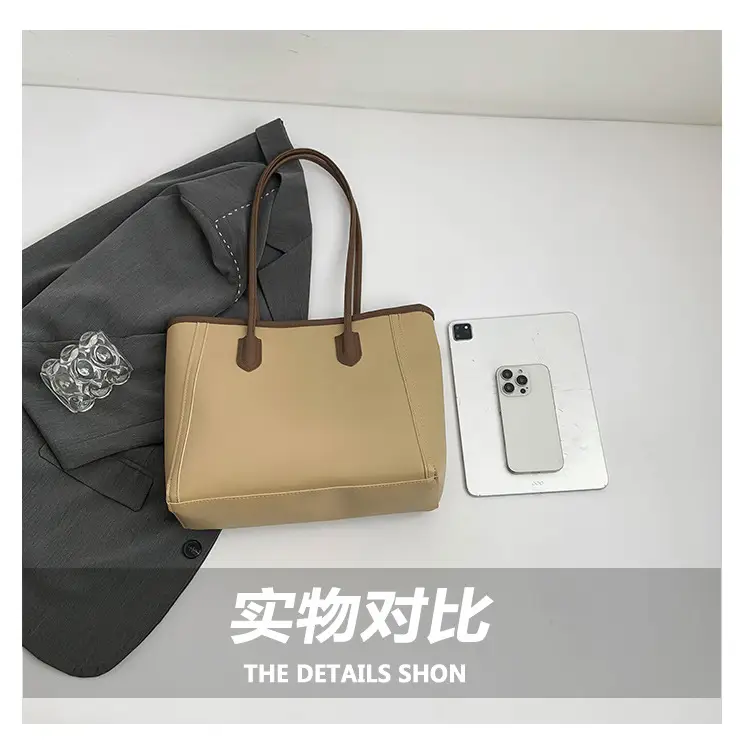 Women's Cross-Border Leather Tote Bag Large Capacity Beige — feature 6