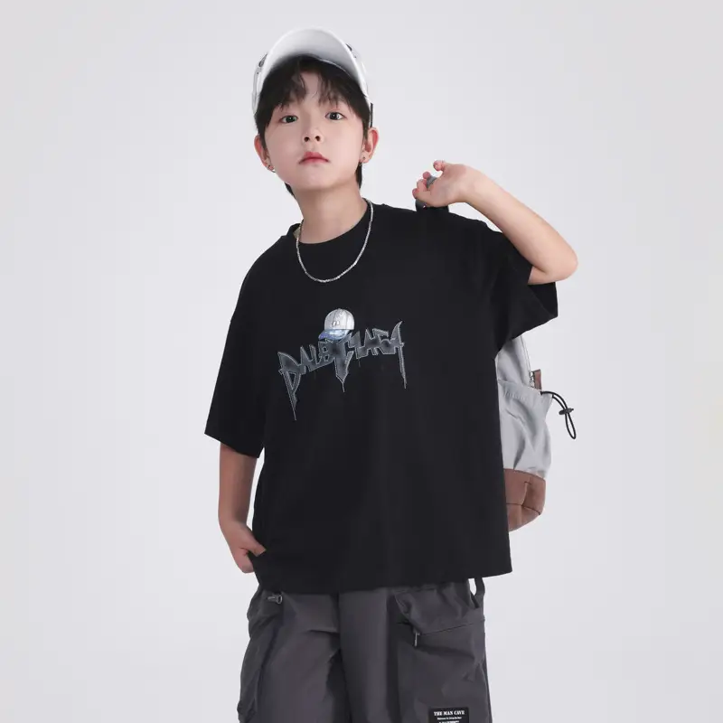 Boys White Cotton T-Shirt 2025 with Cap Back Design - Image 5