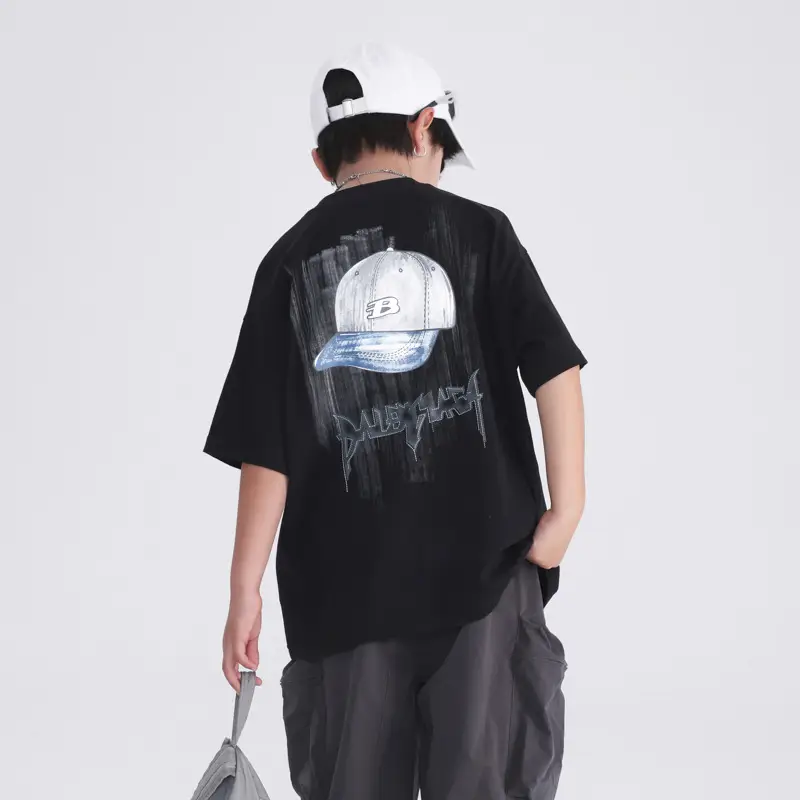 Boys White Cotton T-Shirt 2025 with Cap Back Design - Image 6