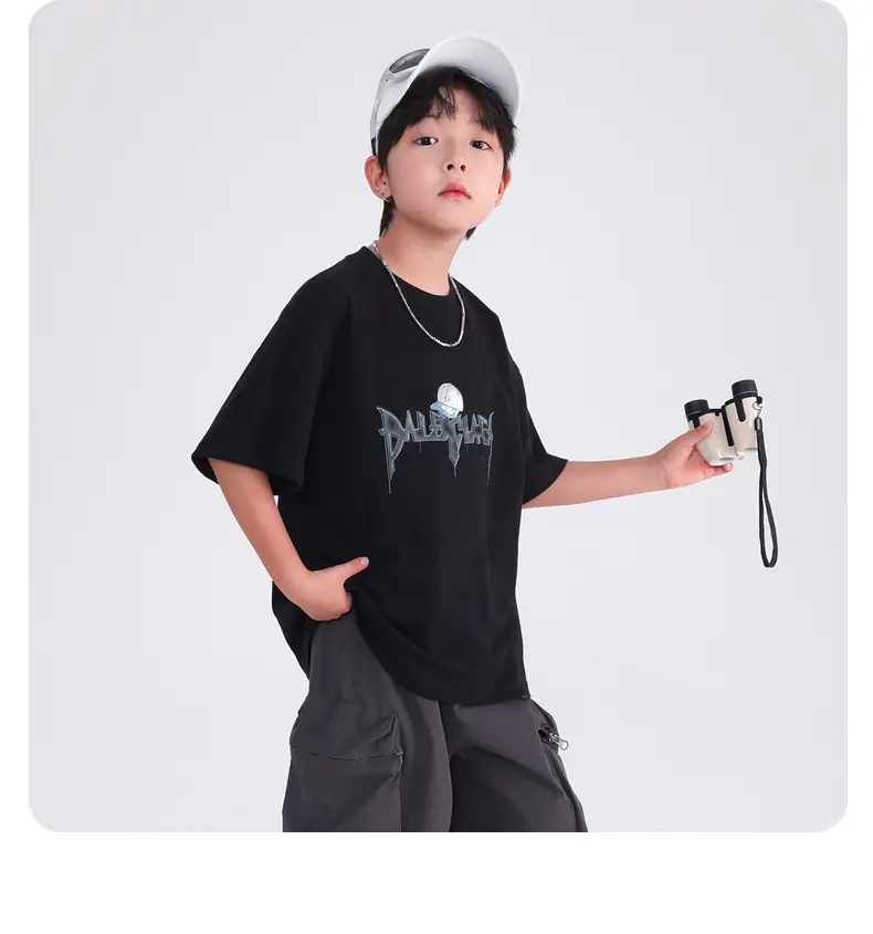 Boys White Cotton T-Shirt 2025 with Cap Back Design — feature 16