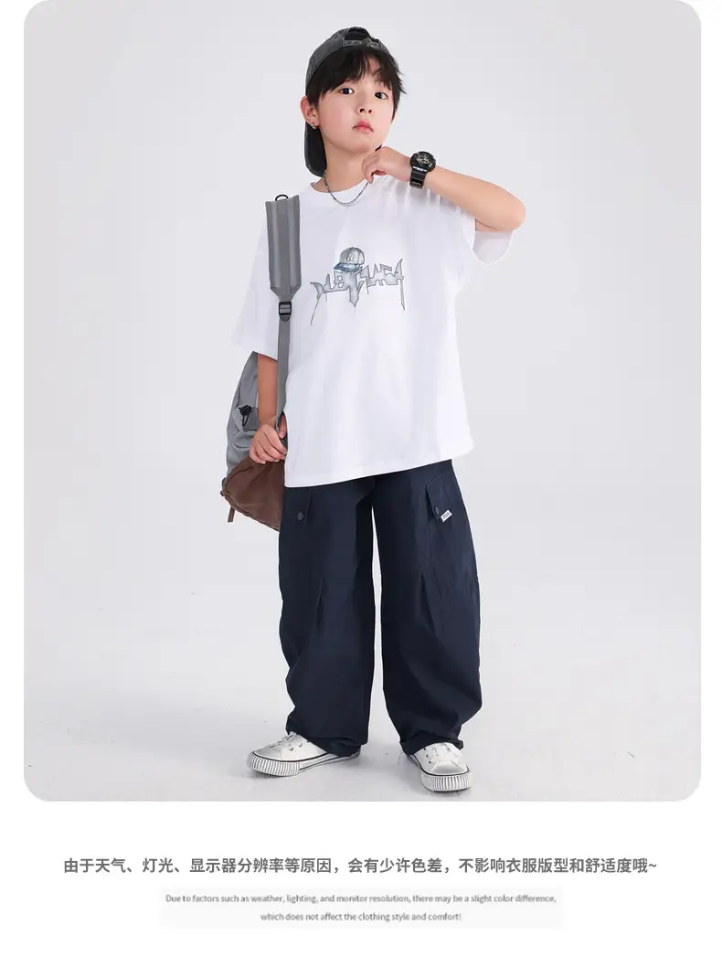 Boys White Cotton T-Shirt 2025 with Cap Back Design — feature 9