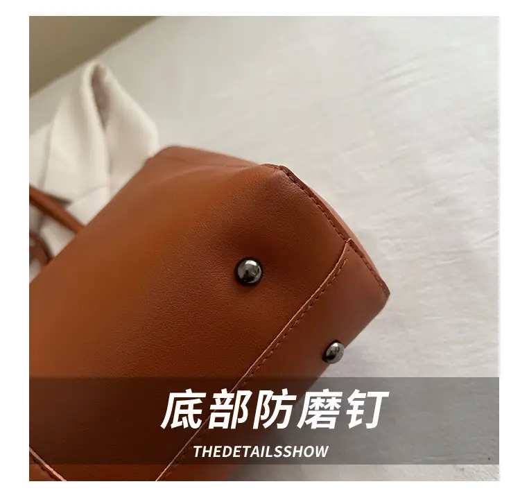 Women Large Capacity Tote Bag Brown Leather 2025 — feature 5