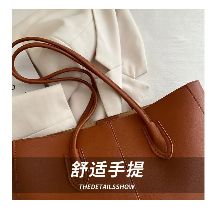 Women Large Capacity Tote Bag Brown Leather 2025 — feature 7