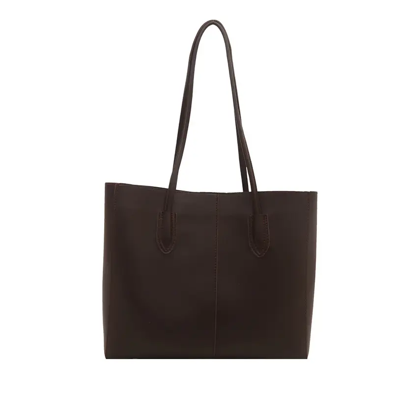Women Large Capacity Tote Bag Brown Leather 2025 - Image 4