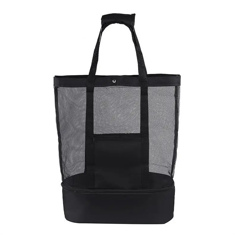 Double Layer Mesh Beach Bag Blue Dry Wet Separation - Image 2