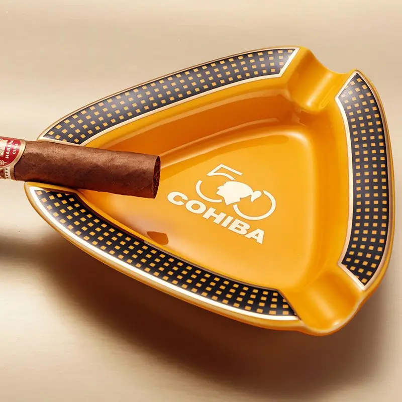 Cigar Ashtray Ceramic Large Diameter 3-Pack Cigarette Slot European Style Living Room Decoration Gift Box Cuban Cigar Ash