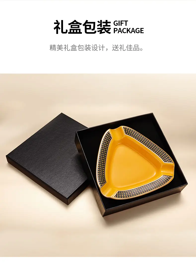 Cigar Ashtray Ceramic Large Diameter 3-Pack Cigarette Slot European Style Living Room Decoration Gift Box Cuban Cigar Ash — feature 7