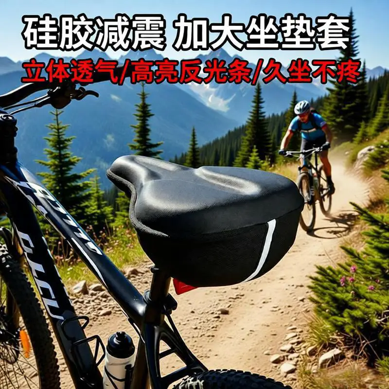 Bicycle Seat Cover Thickened and Widened, Comfortable and Breathable Silicone Saddle Cover, Outdoor Cycling Bicycle Seat Cover, Waterproof