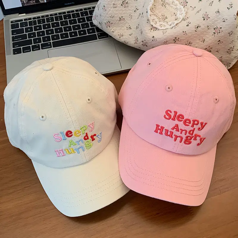 Dopamine Pink Letter Baseball Cap Women Soft Top Breathable Cap Korean Style Embroidered Face Showcase Small Sun Hat Trendy