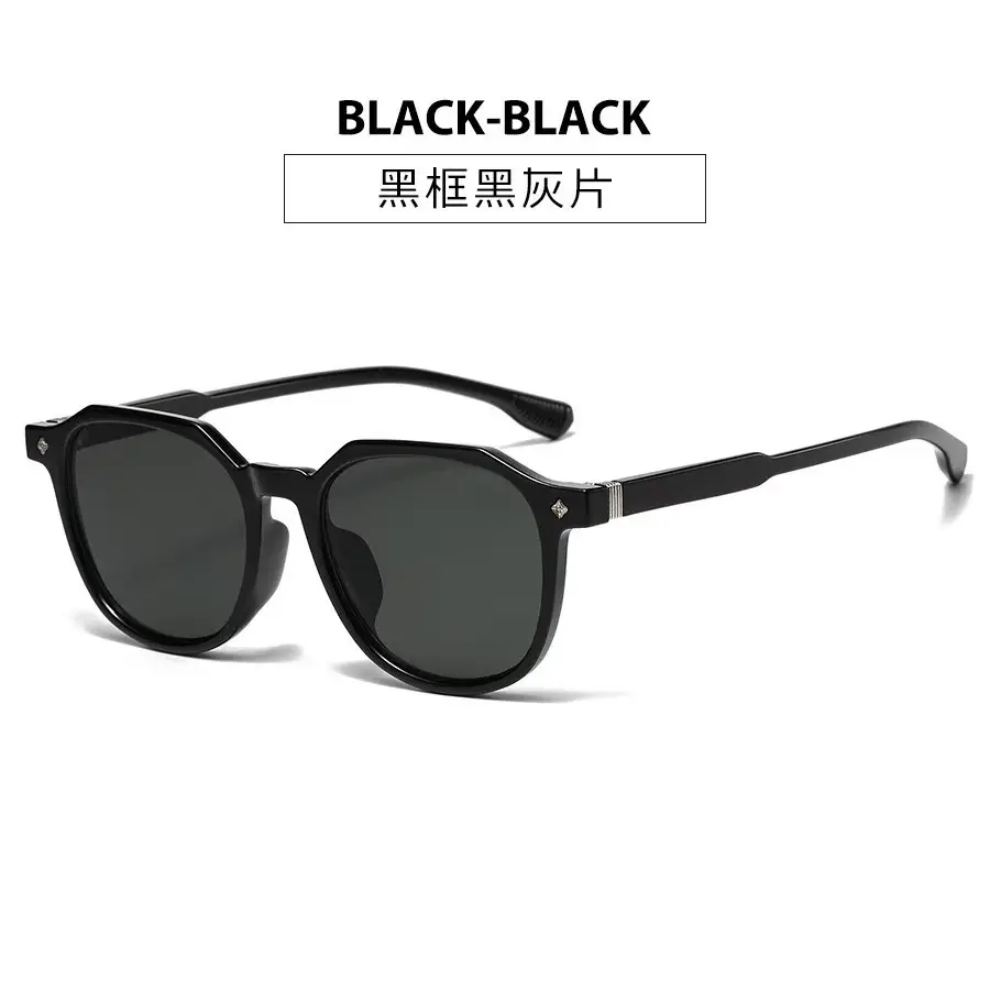 Black Frame Round Sunglasses for Women Men Summer Fashion - Image 8