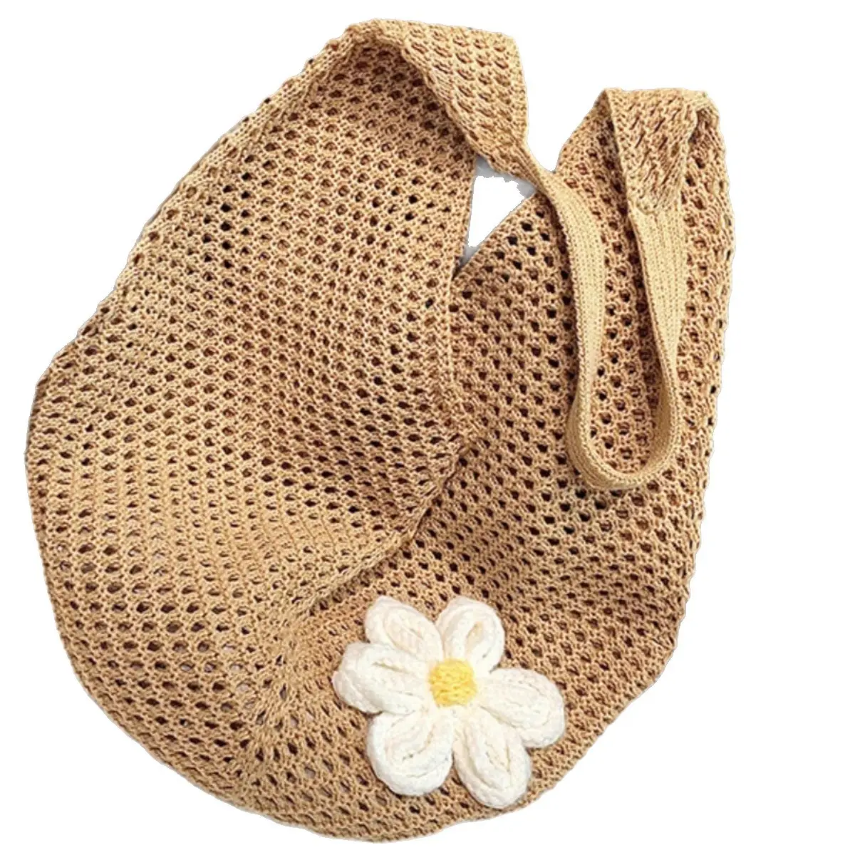 Red Knitted Shoulder Bag with Flower Decor for Women - Image 39