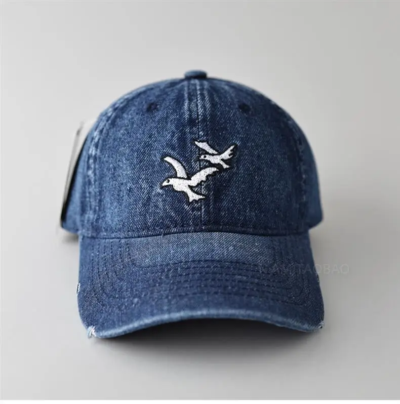 Men's Black Denim Cap with Seagull Embroidery — feature 7