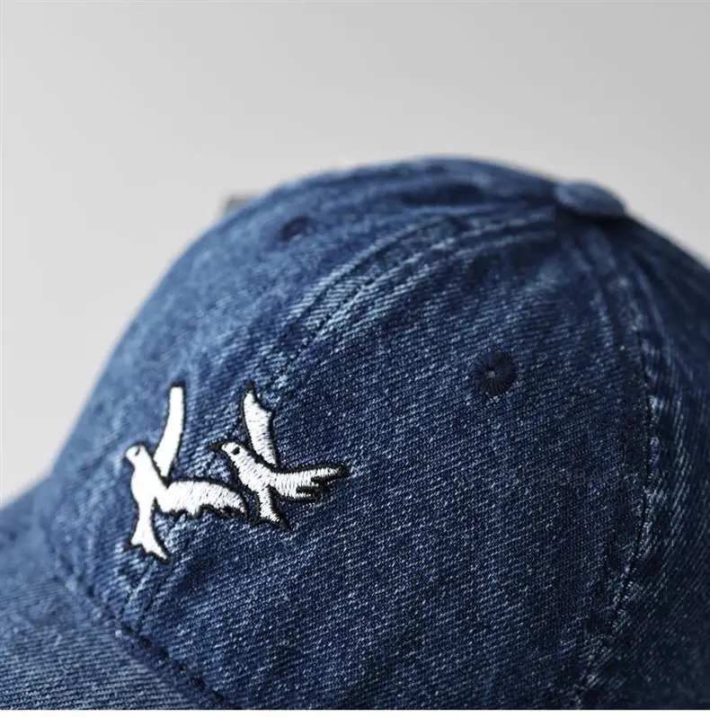 Men's Black Denim Cap with Seagull Embroidery — feature 8