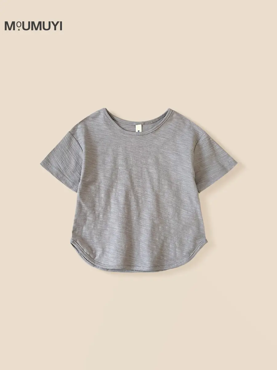 Boys Grey Cotton Round Neck T-Shirt 2025 Summer - Image 8