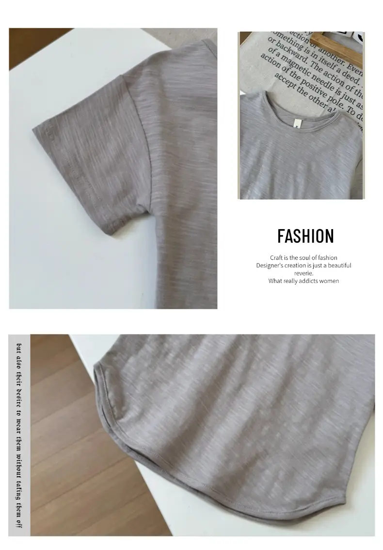 Boys Grey Cotton Round Neck T-Shirt 2025 Summer — feature 12