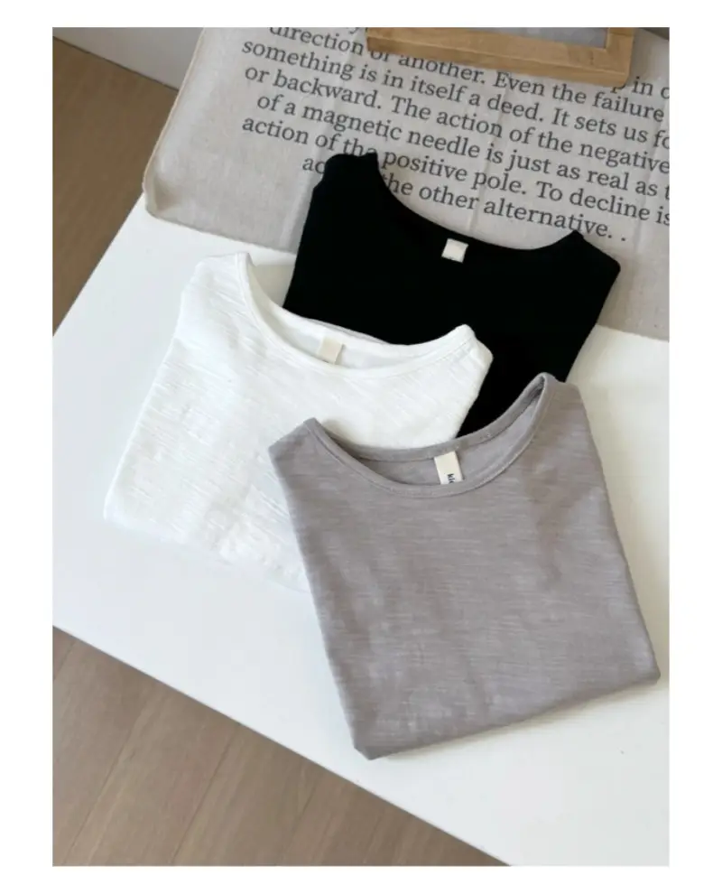 Boys Grey Cotton Round Neck T-Shirt 2025 Summer — feature 14