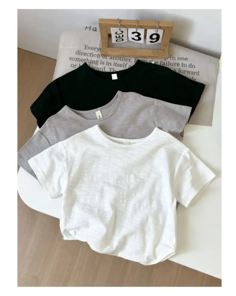 Boys Grey Cotton Round Neck T-Shirt 2025 Summer — feature 15
