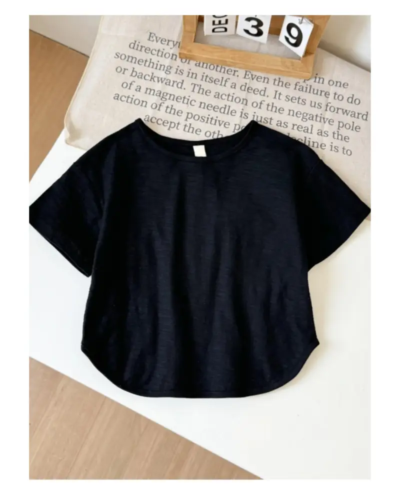 Boys Grey Cotton Round Neck T-Shirt 2025 Summer — feature 16