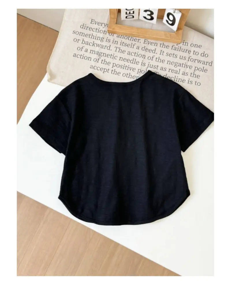 Boys Grey Cotton Round Neck T-Shirt 2025 Summer — feature 17