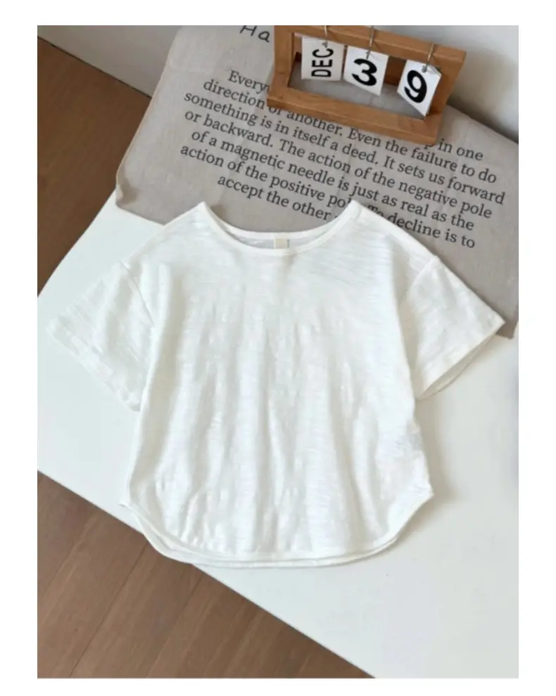 Boys Grey Cotton Round Neck T-Shirt 2025 Summer — feature 18