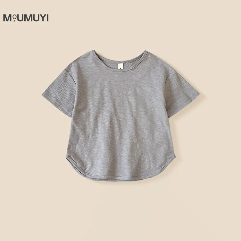 Boys Grey Cotton Round Neck T-Shirt 2025 Summer - Image 3