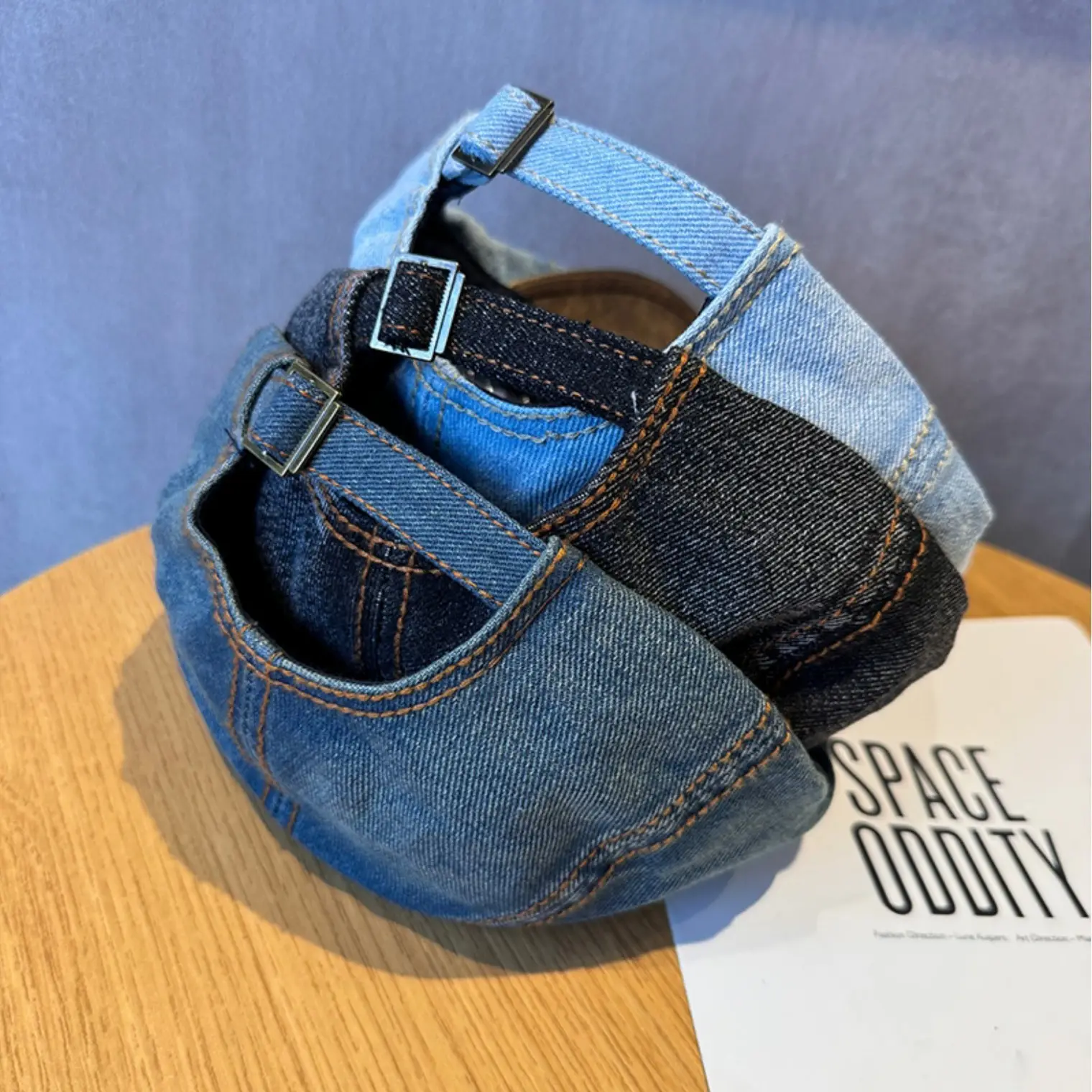 2025 New American Denim Retro Topstitched Leather Brim Forward Hat Women's Peaked Cap Beret Newsboy Hat Trendy Men - Image 8
