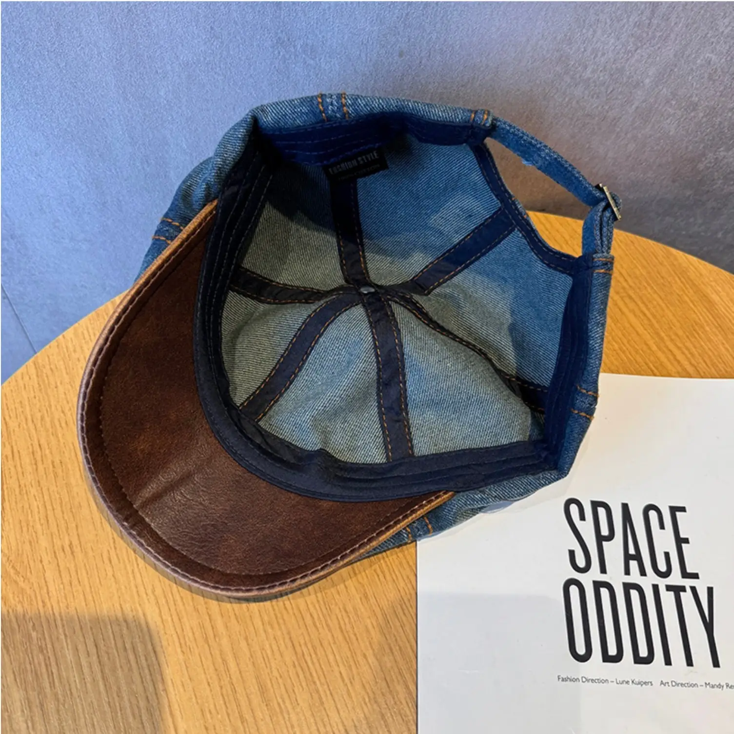 2025 New American Denim Retro Topstitched Leather Brim Forward Hat Women's Peaked Cap Beret Newsboy Hat Trendy Men - Image 9