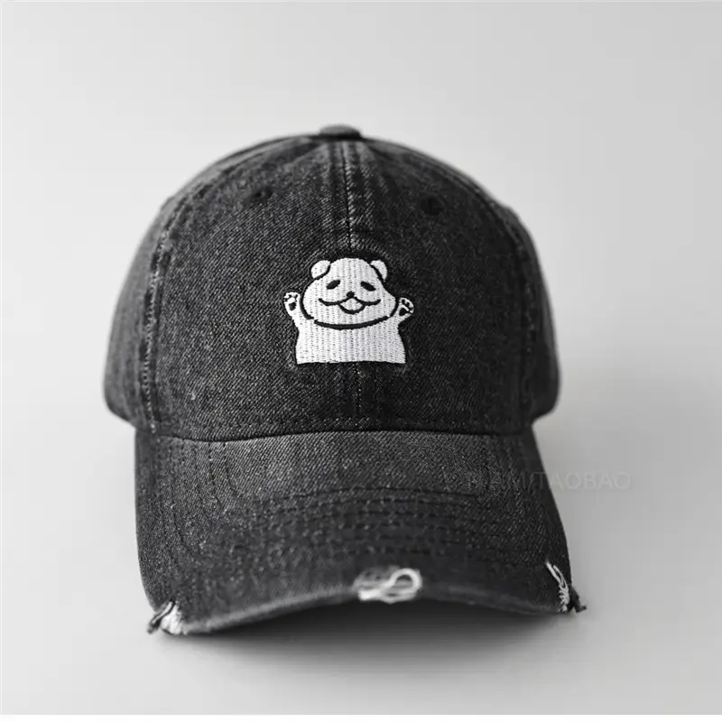Women Denim Cap with Cute Bear Embroidery - Image 7