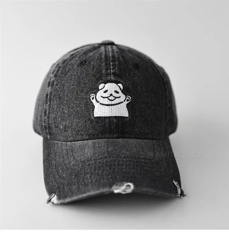 Women Denim Cap with Cute Bear Embroidery — feature 4