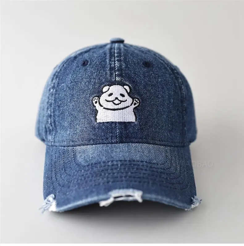Women Denim Cap with Cute Bear Embroidery — feature 6