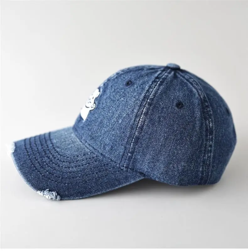 Women Denim Cap with Cute Bear Embroidery — feature 7