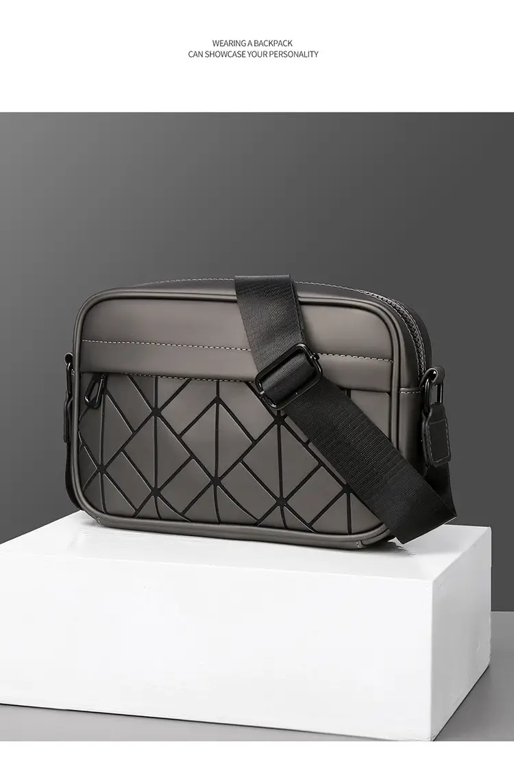 Trendy Men's Crossbody Bags Black Purple Quilted Leather — feature 22