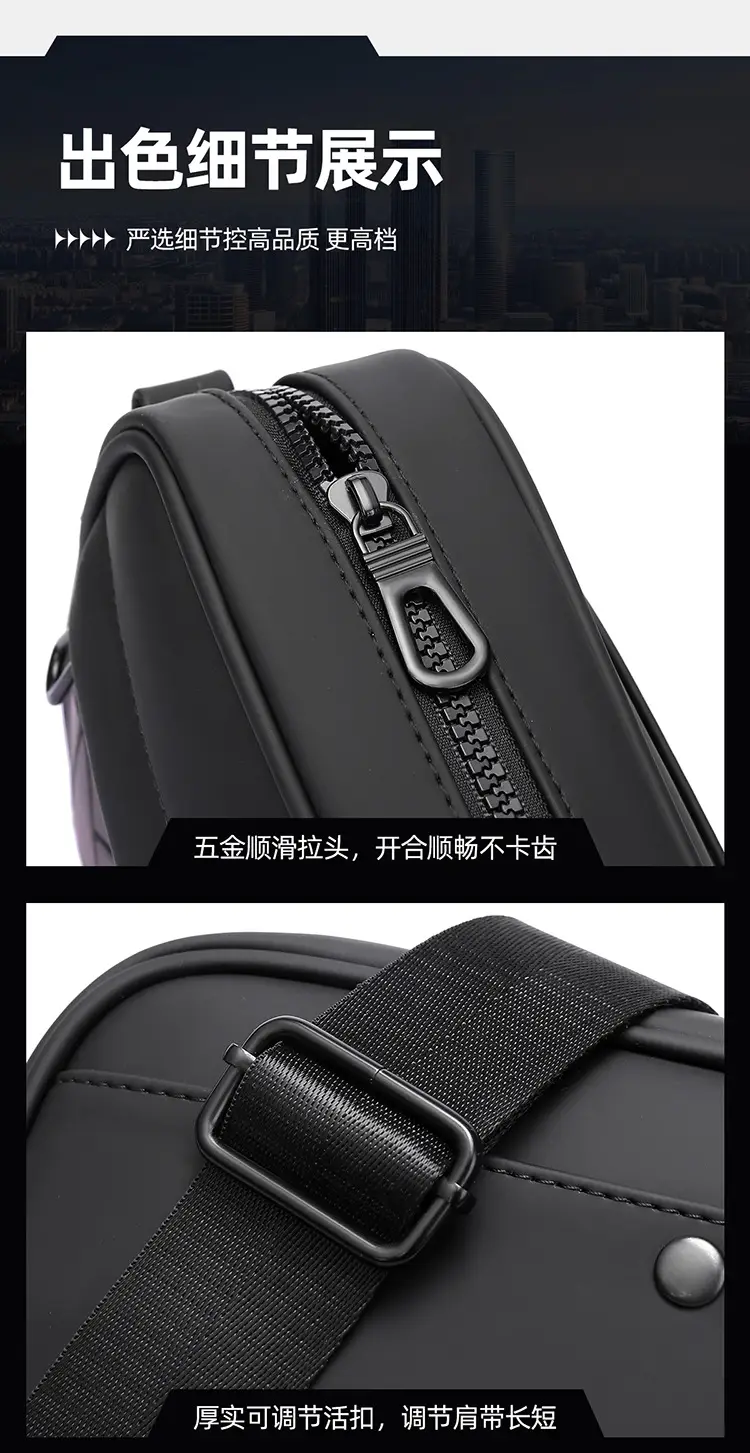 Trendy Men's Crossbody Bags Black Purple Quilted Leather — feature 30