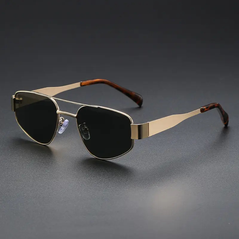 Men's Gold Metal Sunglasses with Brown Tassels - Image 7