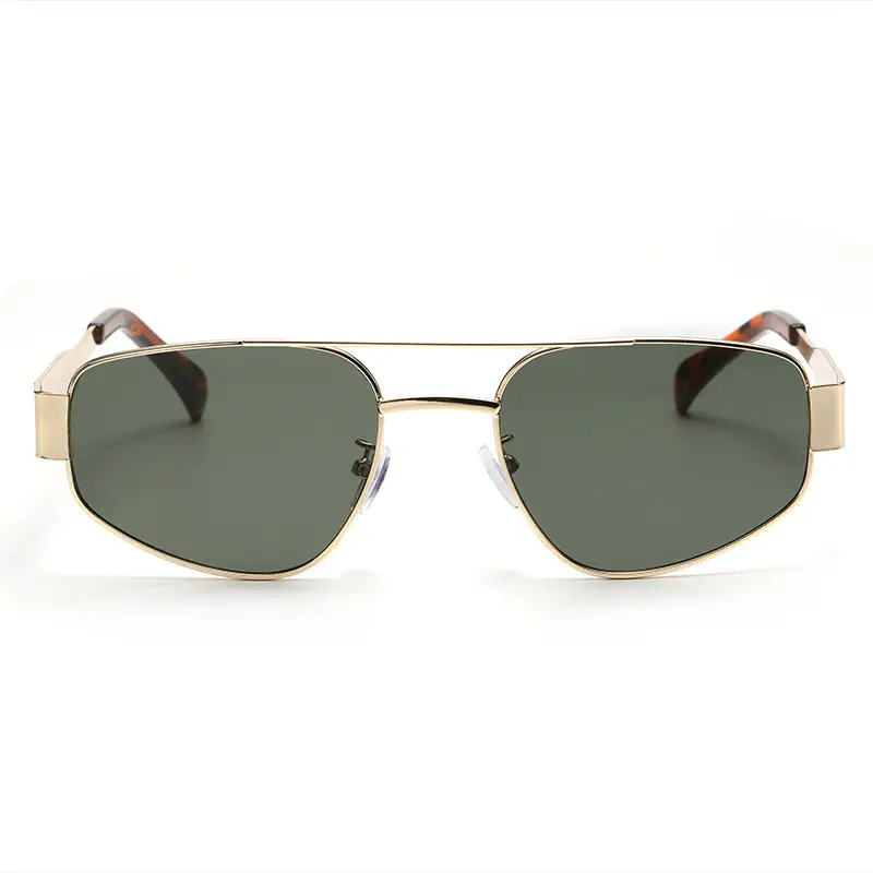 Men's Gold Metal Sunglasses with Brown Tassels - Image 8