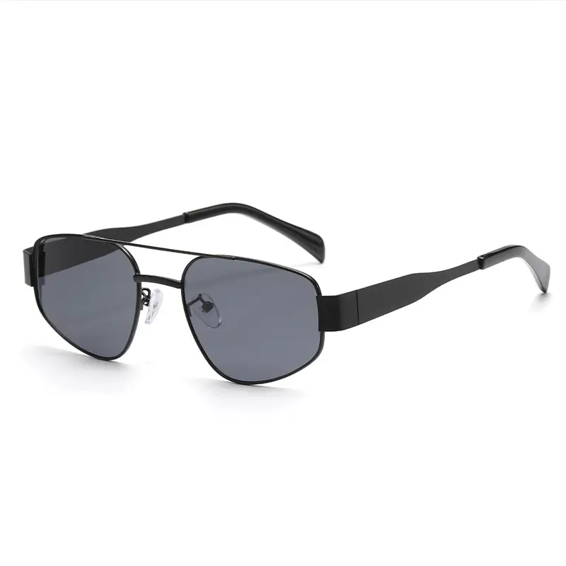 Men's Gold Metal Sunglasses with Brown Tassels