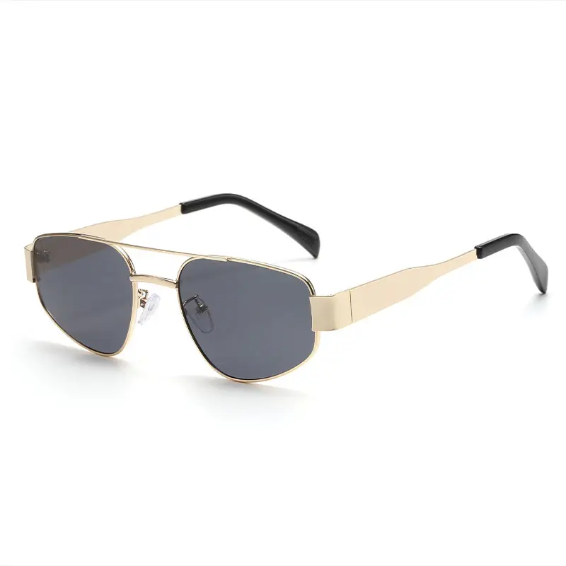 Men's Gold Metal Sunglasses with Brown Tassels - Image 2