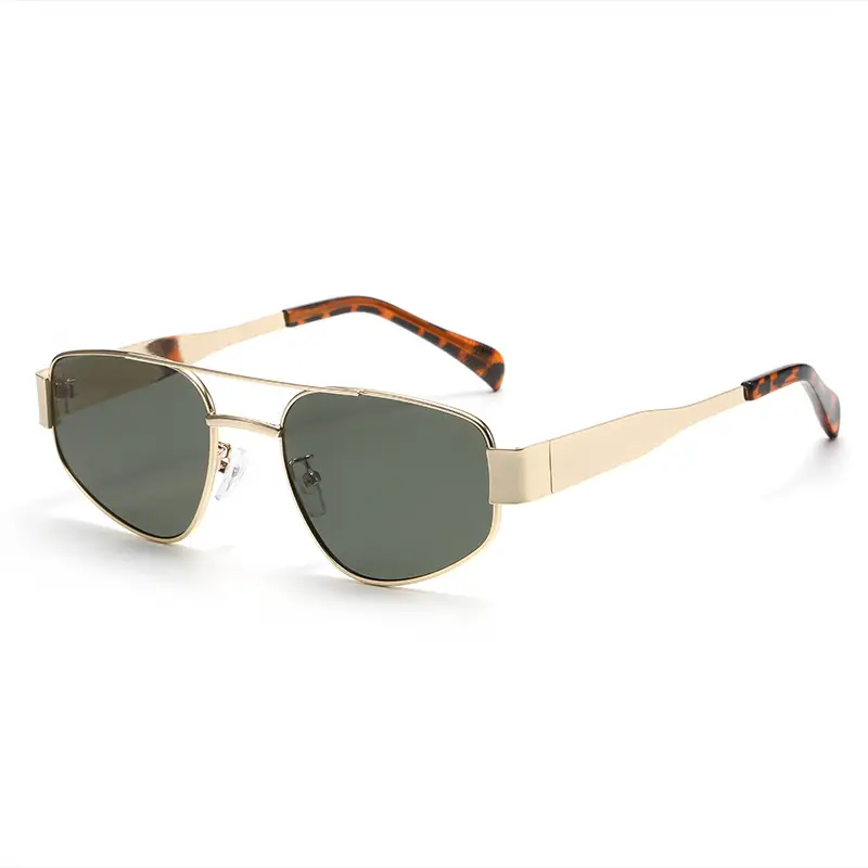 Men's Gold Metal Sunglasses with Brown Tassels - Image 5