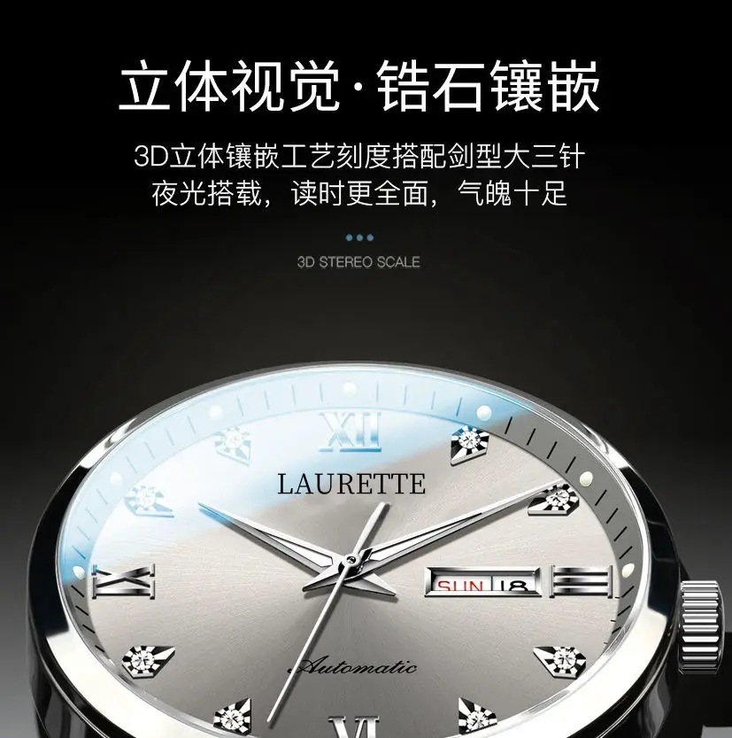 Laurit New Diamond Encrusted Men's Quartz Watch Live Broadcast — feature 10