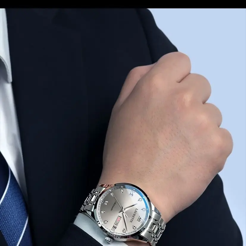Laurit New Diamond Encrusted Men's Quartz Watch Live Broadcast — feature 4