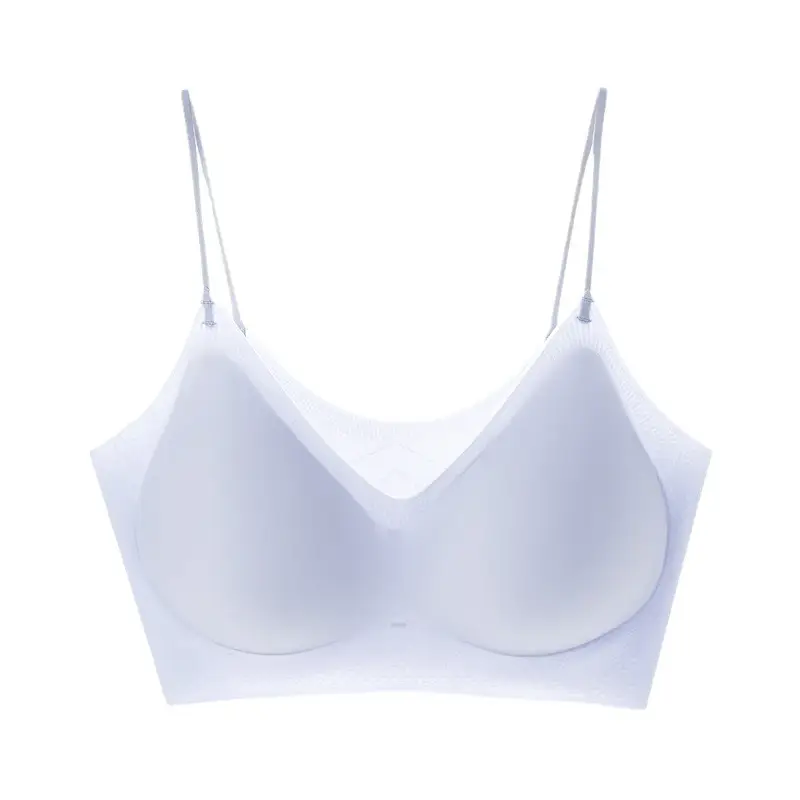 New Vest Soft Support Non-marking Underwear Women's Rimless Comfortable Fixed Cup Cool Breathable Thin Shoulder Strap Bra