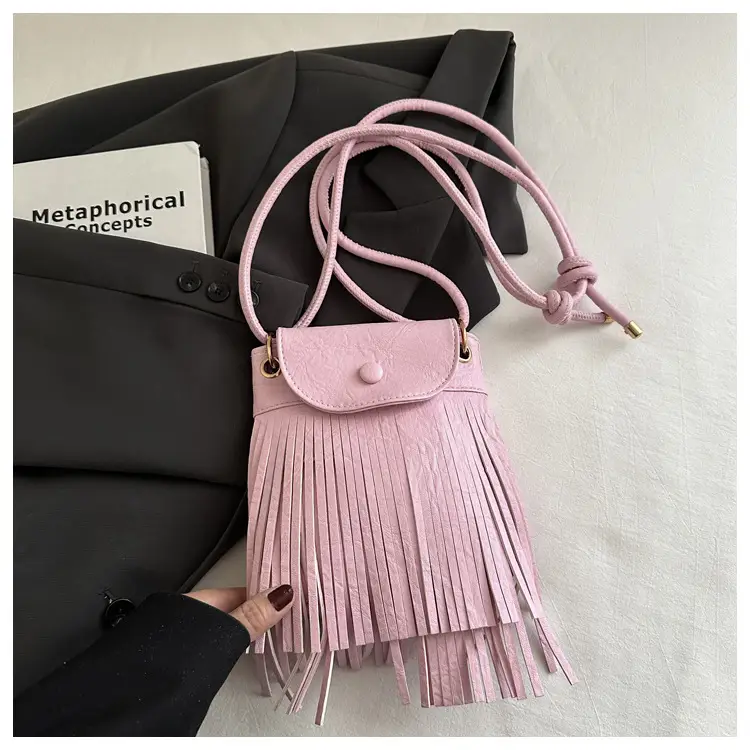 Tassel Crossbody Bag for Women, Brown Fringed Shoulder Crossbody — feature 11