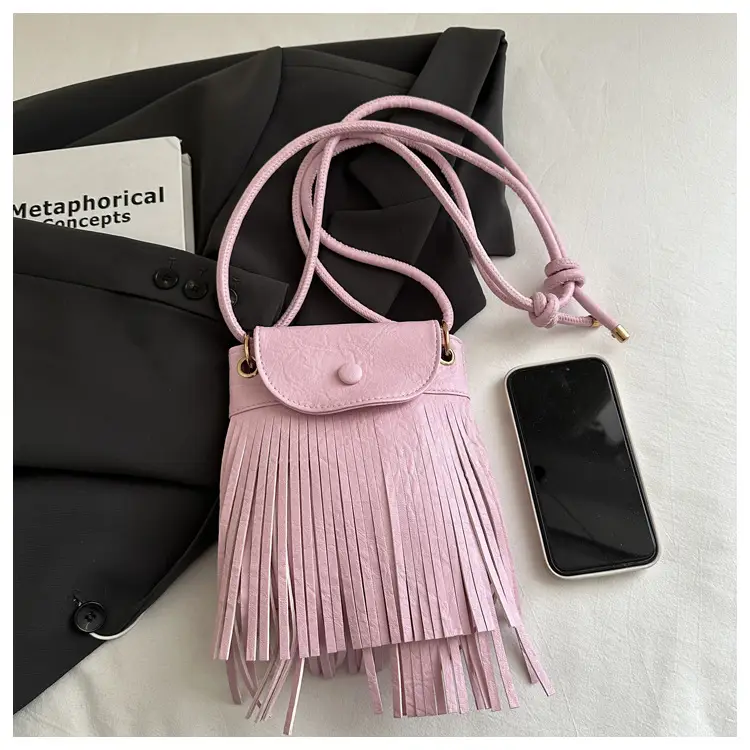Tassel Crossbody Bag for Women, Brown Fringed Shoulder Crossbody — feature 12