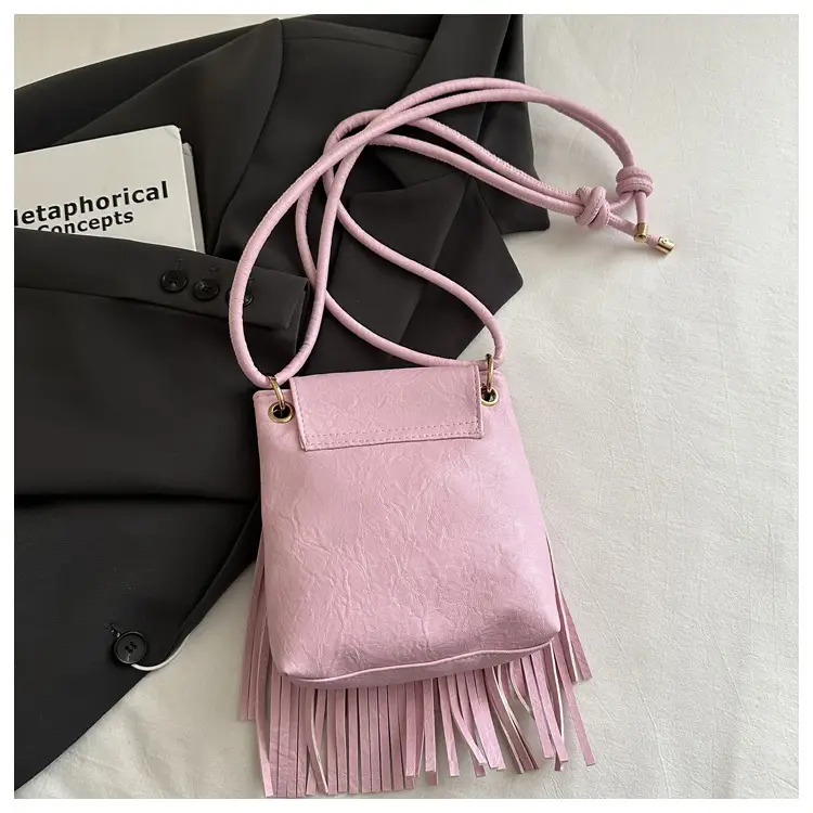 Tassel Crossbody Bag for Women, Brown Fringed Shoulder Crossbody — feature 13